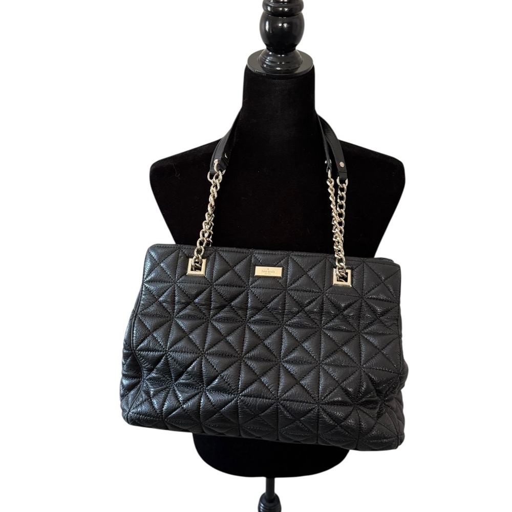Kate Spade Black Quilted Leather “SEDGEWICK” Satchel Bag with Chain Detail!